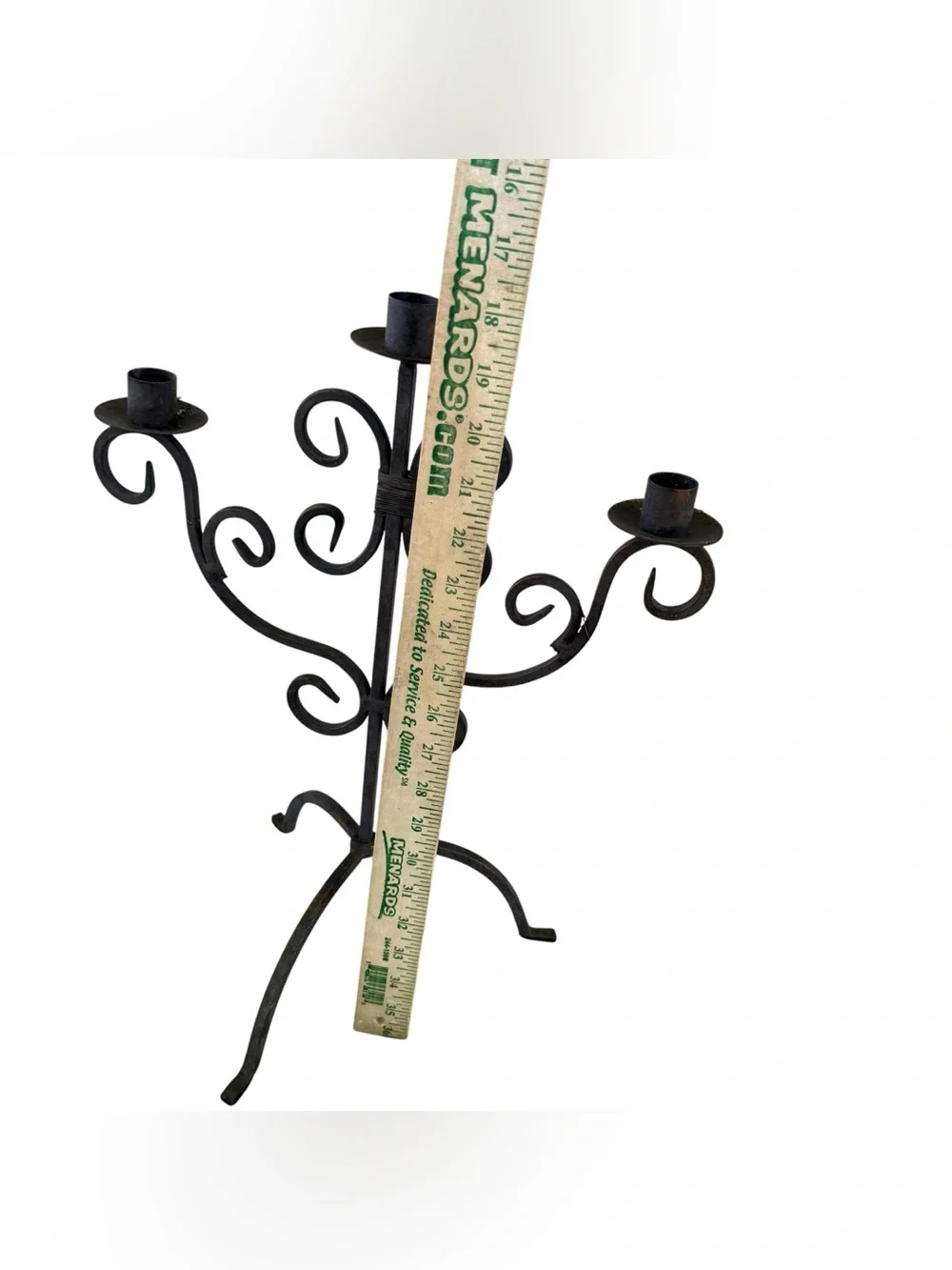 Vintage Wrought Iron Candelabra 3 Candle Holders Heavy Black Gothic Rustic